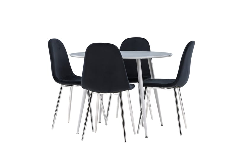 Plaza Matgrupp 100 cm Rund med 4 Polar stolar - Grå/Svart - Möbler - Bord & matgrupper - Matgrupper
