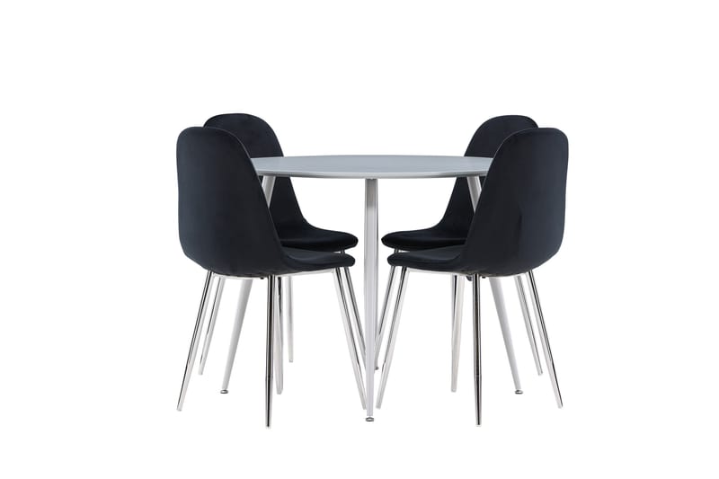 Plaza Matgrupp 100 cm Rund med 4 Polar stolar - Grå/Svart - Möbler - Bord & matgrupper - Matgrupper