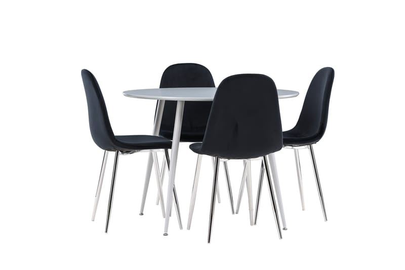 Plaza Matgrupp 100 cm Rund med 4 Polar stolar - Grå/Svart - Möbler - Bord & matgrupper - Matgrupper