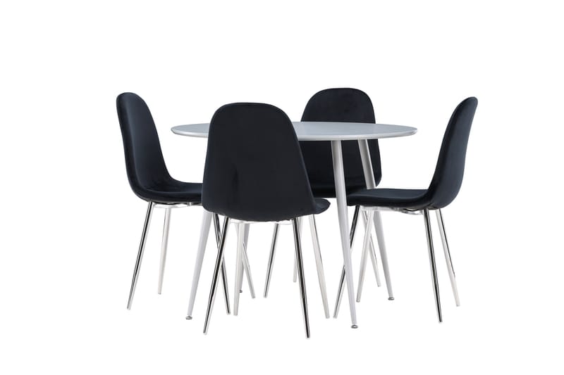Plaza Matgrupp 100 cm Rund med 4 Polar stolar - Grå/Svart - Möbler - Bord & matgrupper - Matgrupper