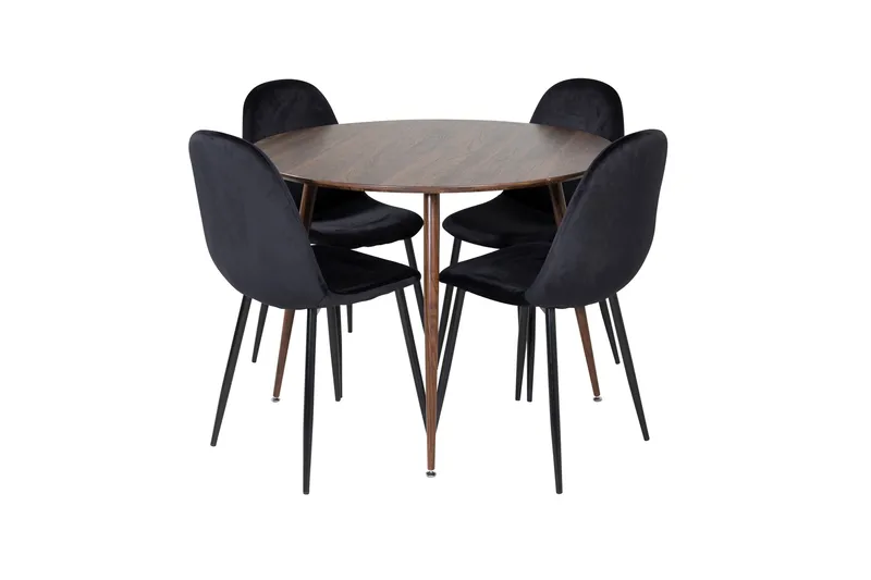 Plaza Matgrupp 100 cm Rund med 4 Polar stolar, Svart