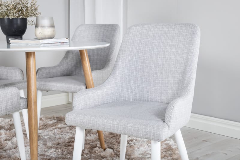 Plaza Matgrupp 100 cm Rund med 4 Plaza stolar - Grå - Möbler - Bord & matgrupper - Matgrupper