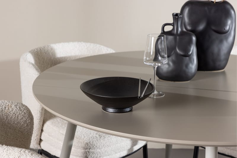 Plaza Matgrupp 120 cm Rund med 4 Agnes stolar - Beige/Vit - Möbler - Bord & matgrupper - Matgrupper