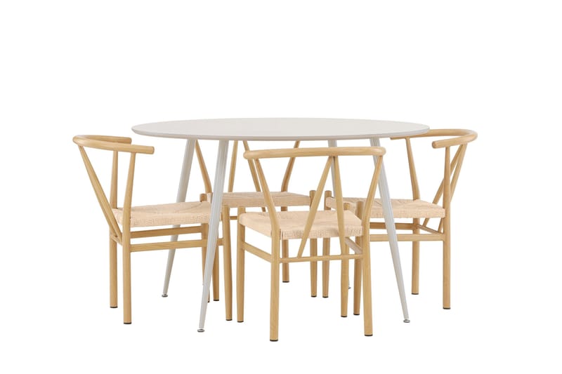 Plaza Matgrupp 120 cm Rund med 4 Alfons stolar - Beige/Beige - Möbler - Bord & matgrupper - Matgrupper