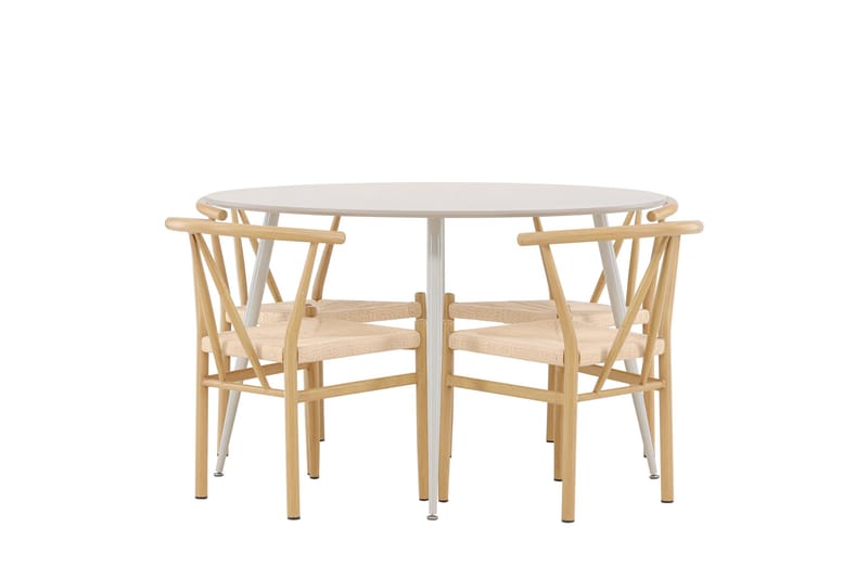 Plaza Matgrupp 120 cm Rund med 4 Alfons stolar - Beige/Beige - Möbler - Bord & matgrupper - Matgrupper