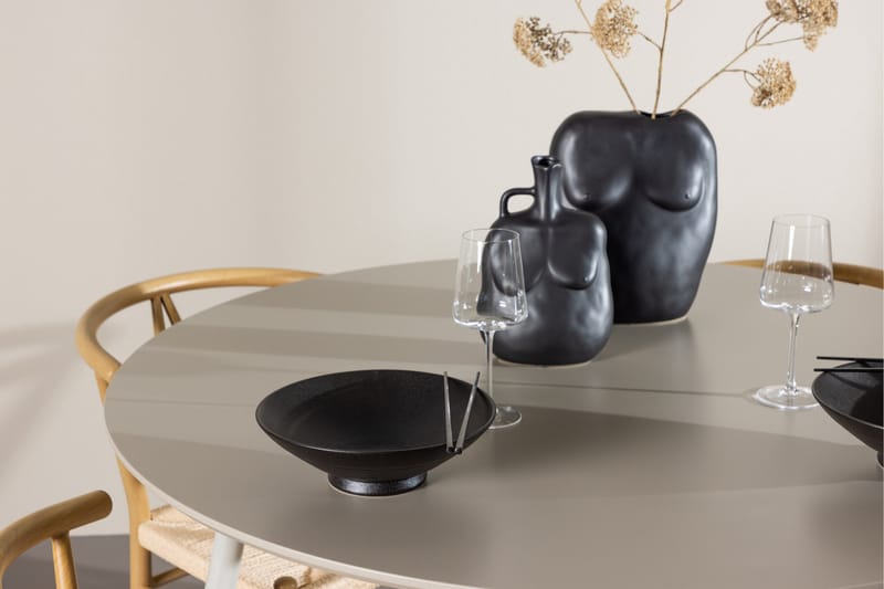 Plaza Matgrupp 120 cm Rund med 4 Alfons stolar - Beige/Beige - Möbler - Bord & matgrupper - Matgrupper