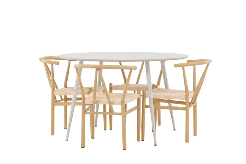 Plaza Matgrupp 120 cm Rund med 4 Alfons stolar - Beige/Beige - Möbler - Bord & matgrupper - Matgrupper