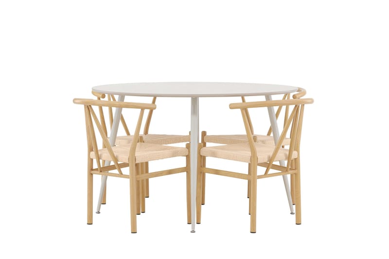 Plaza Matgrupp 120 cm Rund med 4 Alfons stolar - Beige/Beige - Möbler - Bord & matgrupper - Matgrupper