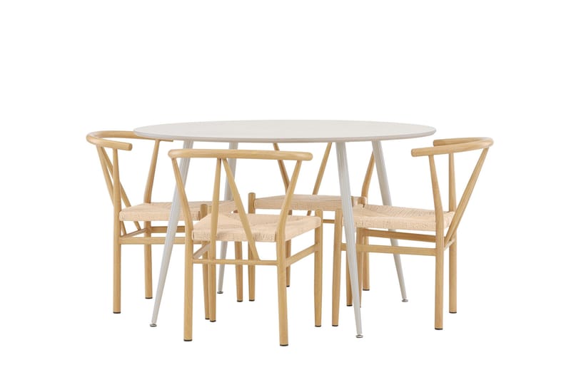 Plaza Matgrupp 120 cm Rund med 4 Alfons stolar - Beige/Beige - Möbler - Bord & matgrupper - Matgrupper