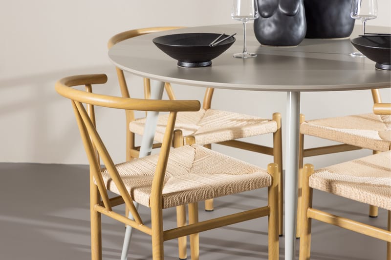 Plaza Matgrupp 120 cm Rund med 4 Alfons stolar - Beige/Beige - Möbler - Bord & matgrupper - Matgrupper