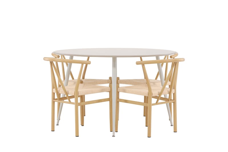 Plaza Matgrupp 120 cm Rund med 4 Alfons stolar - Beige/Beige - Möbler - Bord & matgrupper - Matgrupper