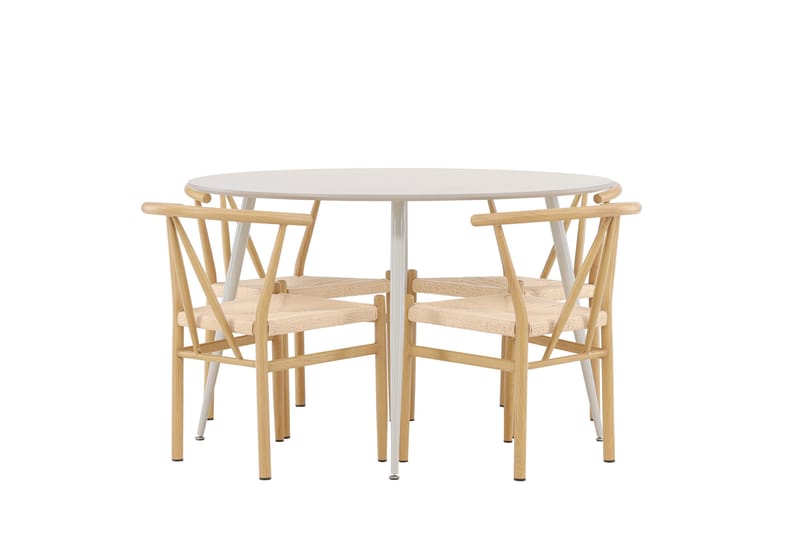 Plaza Matgrupp 120 cm Rund med 4 Alfons stolar - Beige/Beige - Möbler - Bord & matgrupper - Matgrupper