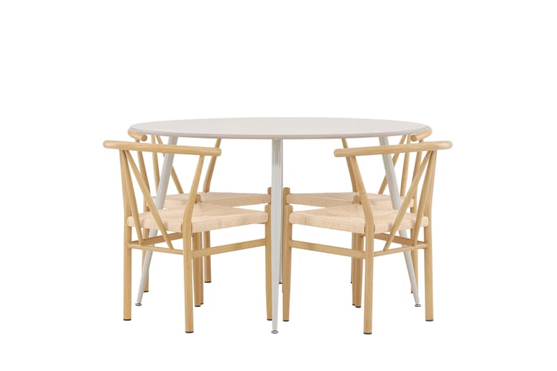 Plaza Matgrupp 120 cm Rund med 4 Alfons stolar - Beige/Beige - Möbler - Bord & matgrupper - Matgrupper