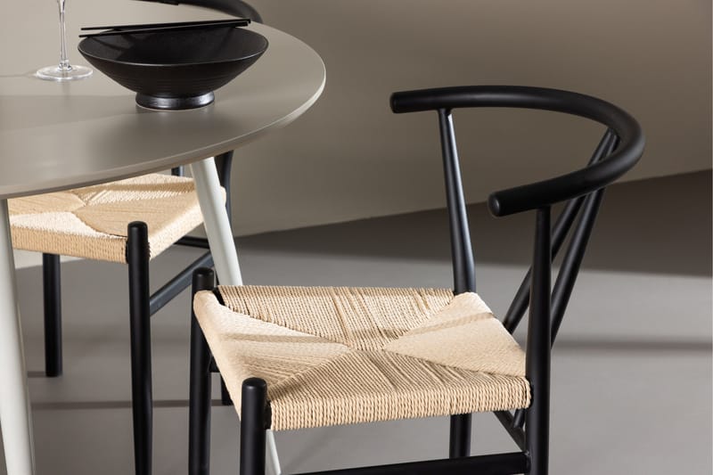 Plaza Matgrupp 120 cm Rund med 4 Alfons stolar - Beige/Svart - Möbler - Bord & matgrupper - Matgrupper