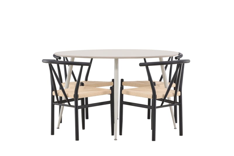 Plaza Matgrupp 120 cm Rund med 4 Alfons stolar - Beige/Svart - Möbler - Bord & matgrupper - Matgrupper