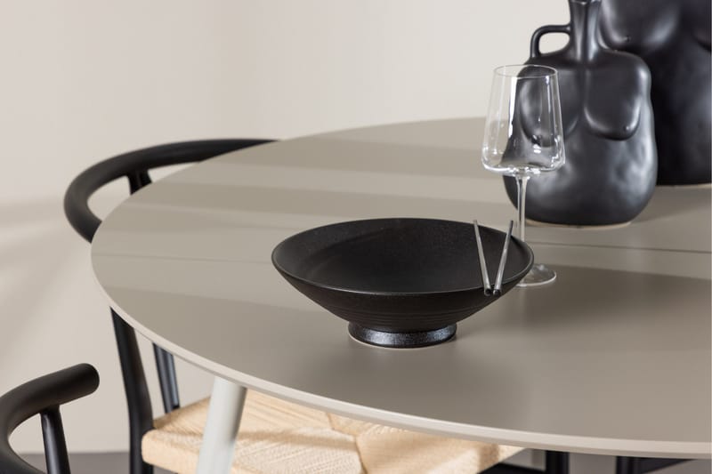 Plaza Matgrupp 120 cm Rund med 4 Alfons stolar - Beige/Svart - Möbler - Bord & matgrupper - Matgrupper