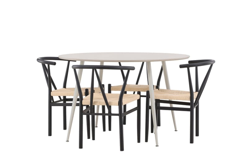 Plaza Matgrupp 120 cm Rund med 4 Alfons stolar - Beige/Svart - Möbler - Bord & matgrupper - Matgrupper