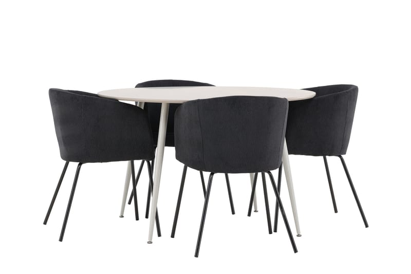 Plaza Matgrupp 120 cm Rund med 4 Berit stolar - Beige/Svart - Möbler - Bord & matgrupper - Matgrupper