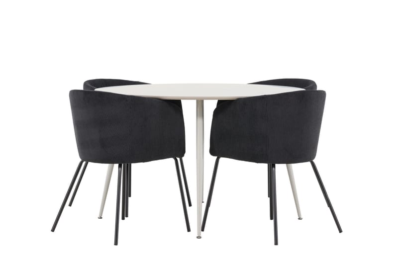 Plaza Matgrupp 120 cm Rund med 4 Berit stolar - Beige/Svart - Möbler - Bord & matgrupper - Matgrupper