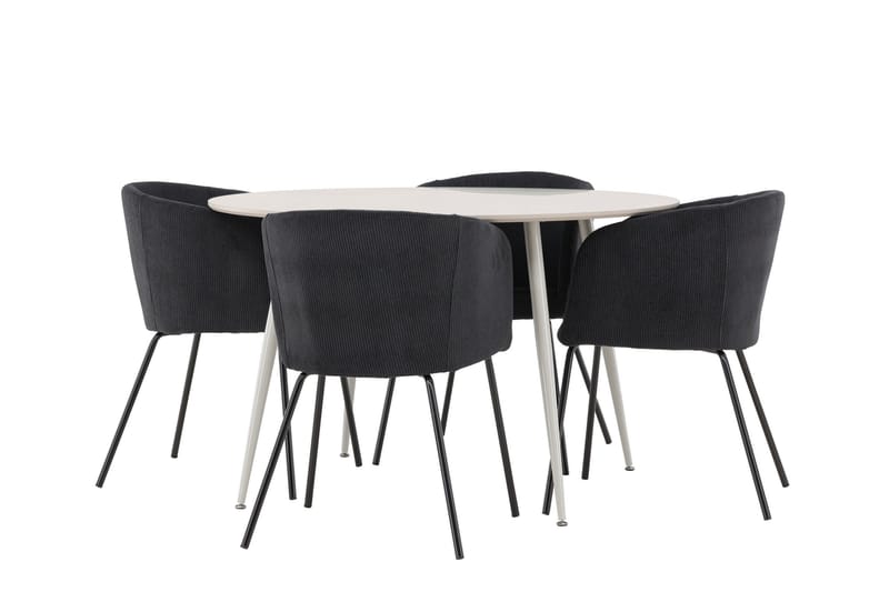 Plaza Matgrupp 120 cm Rund med 4 Berit stolar - Beige/Svart - Möbler - Bord & matgrupper - Matgrupper