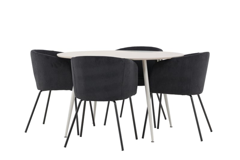Plaza Matgrupp 120 cm Rund med 4 Berit stolar - Beige/Svart - Möbler - Bord & matgrupper - Matgrupper