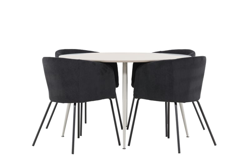 Plaza Matgrupp 120 cm Rund med 4 Berit stolar - Beige/Svart - Möbler - Bord & matgrupper - Matgrupper