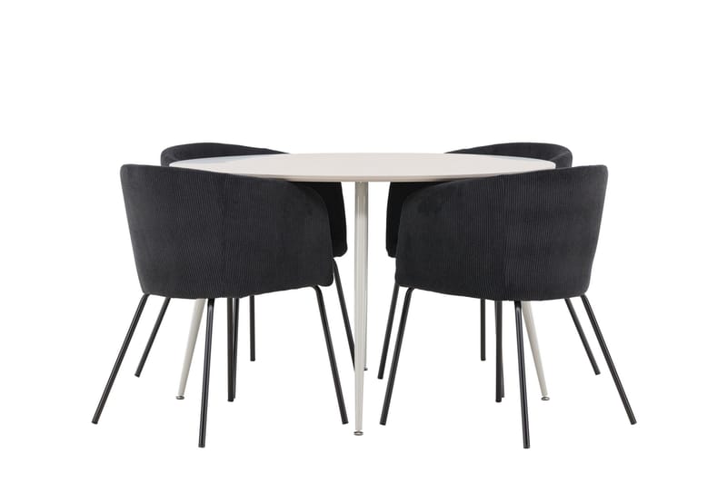 Plaza Matgrupp 120 cm Rund med 4 Berit stolar - Beige/Svart - Möbler - Bord & matgrupper - Matgrupper
