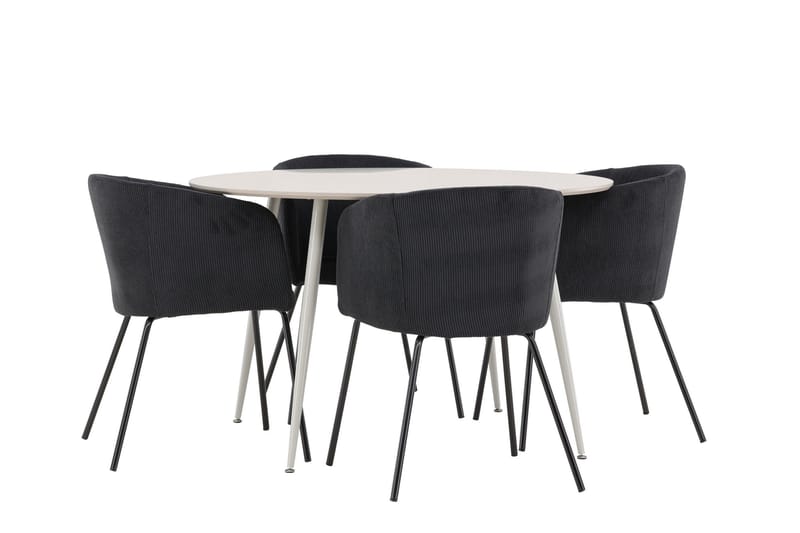 Plaza Matgrupp 120 cm Rund med 4 Berit stolar - Beige/Svart - Möbler - Bord & matgrupper - Matgrupper