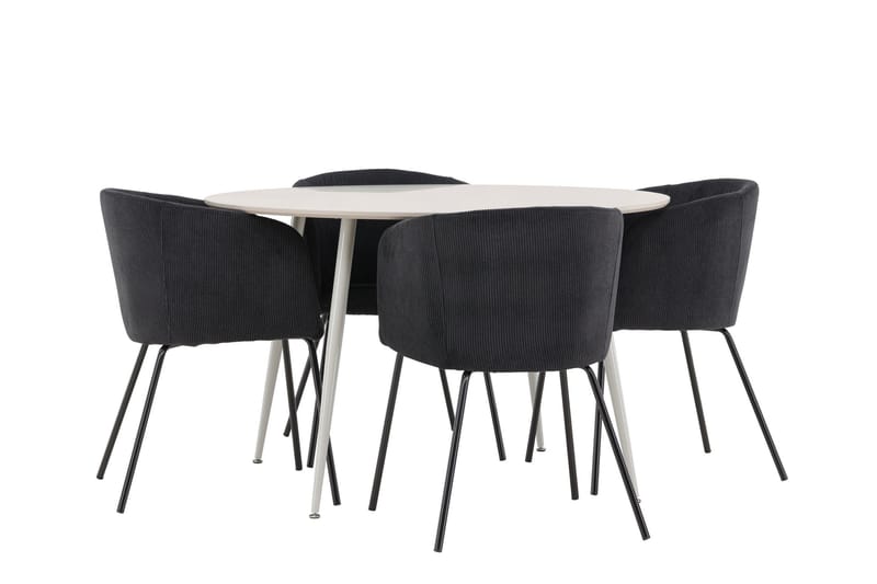 Plaza Matgrupp 120 cm Rund med 4 Berit stolar - Beige/Svart - Möbler - Bord & matgrupper - Matgrupper