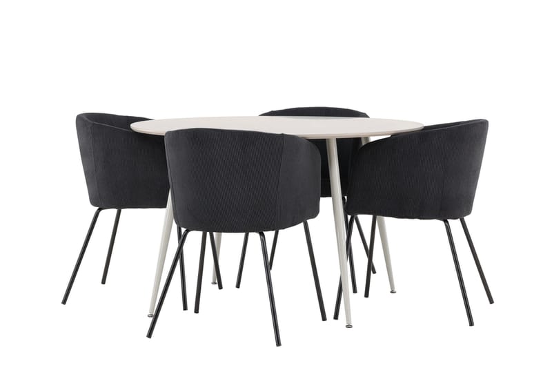 Plaza Matgrupp 120 cm Rund med 4 Berit stolar - Beige/Svart - Möbler - Bord & matgrupper - Matgrupper
