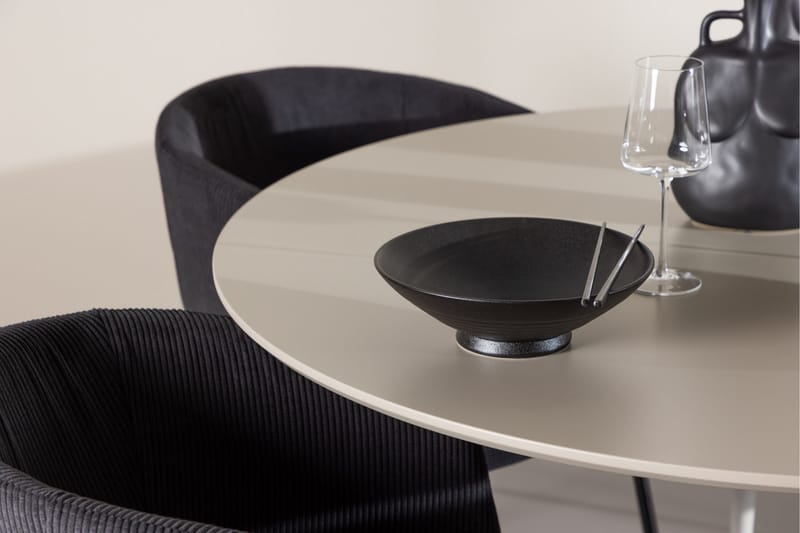 Plaza Matgrupp 120 cm Rund med 4 Berit stolar - Beige/Svart - Möbler - Bord & matgrupper - Matgrupper