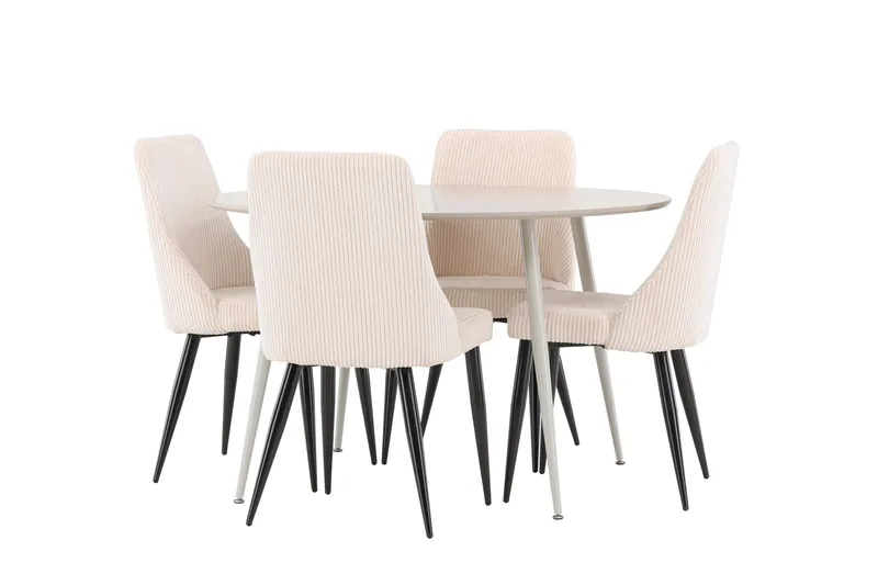 Plaza Matgrupp 120 cm Rund med 4 Leone stolar - Beige/Beige - Möbler - Bord & matgrupper - Matgrupper