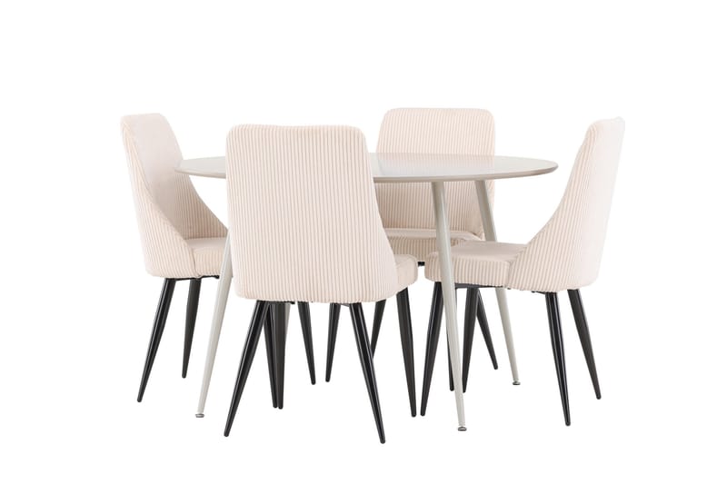 Plaza Matgrupp 120 cm Rund med 4 Leone stolar - Beige/Beige - Möbler - Bord & matgrupper - Matgrupper