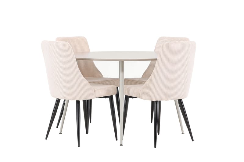 Plaza Matgrupp 120 cm Rund med 4 Leone stolar - Beige/Beige - Möbler - Bord & matgrupper - Matgrupper