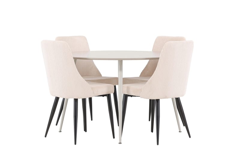 Plaza Matgrupp 120 cm Rund med 4 Leone stolar - Beige/Beige - Möbler - Bord & matgrupper - Matgrupper