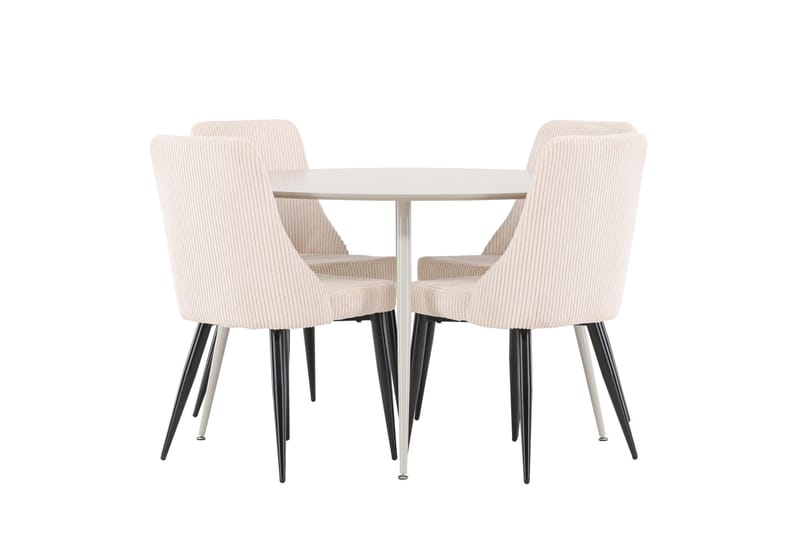 Plaza Matgrupp 120 cm Rund med 4 Leone stolar - Beige/Beige - Möbler - Bord & matgrupper - Matgrupper