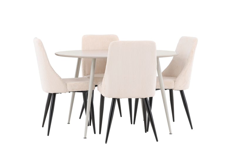 Plaza Matgrupp 120 cm Rund med 4 Leone stolar - Beige/Beige - Möbler - Bord & matgrupper - Matgrupper