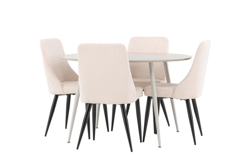 Plaza Matgrupp 120 cm Rund med 4 Leone stolar - Beige/Beige - Möbler - Bord & matgrupper - Matgrupper