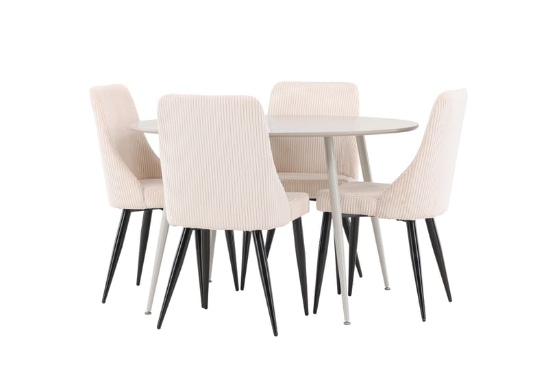 Plaza Matgrupp 120 cm Rund med 4 Leone stolar - Beige/Beige - Möbler - Bord & matgrupper - Matgrupper