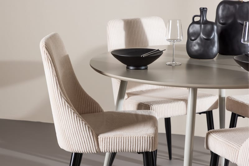 Plaza Matgrupp 120 cm Rund med 4 Leone stolar - Beige/Beige - Möbler - Bord & matgrupper - Matgrupper