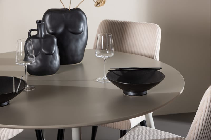 Plaza Matgrupp 120 cm Rund med 4 Leone stolar - Beige/Beige - Möbler - Bord & matgrupper - Matgrupper