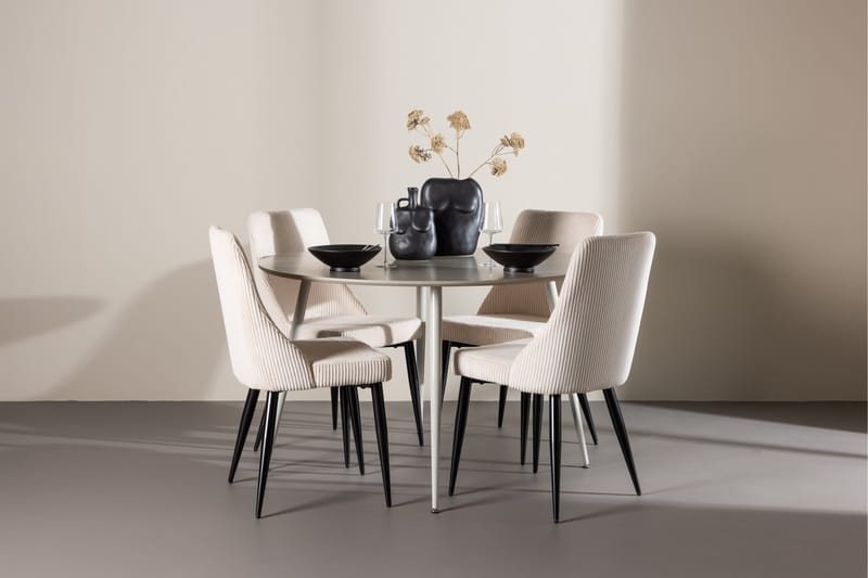 Plaza Matgrupp 120 cm Rund med 4 Leone stolar - Beige/Beige - Möbler - Bord & matgrupper - Matgrupper