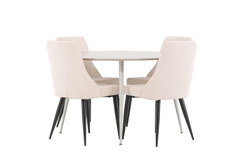 Plaza Matgrupp 120 cm Rund med 4 Leone stolar - Beige/Beige - Möbler - Bord & matgrupper - Matgrupper