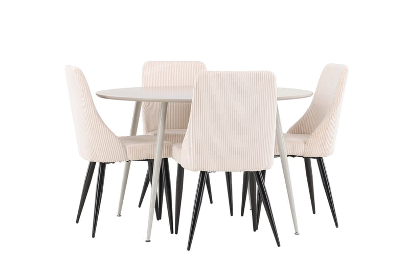Plaza Matgrupp 120 cm Rund med 4 Leone stolar - Beige/Beige - Möbler - Bord & matgrupper - Matgrupper