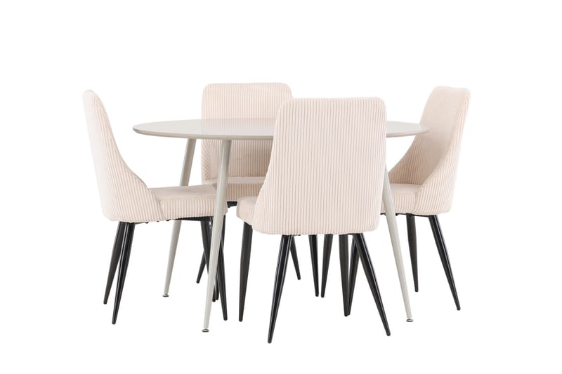 Plaza Matgrupp 120 cm Rund med 4 Leone stolar - Beige/Beige - Möbler - Bord & matgrupper - Matgrupper
