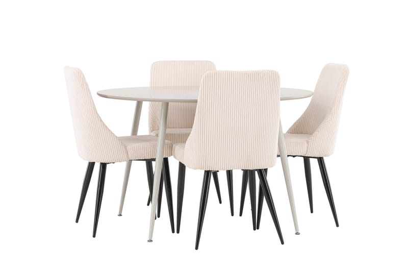 Plaza Matgrupp 120 cm Rund med 4 Leone stolar - Beige/Beige - Möbler - Bord & matgrupper - Matgrupper