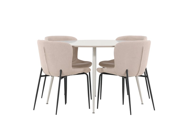 Plaza Matgrupp 120 cm Rund med 4 Modesto stolar - Beige/Beige - Möbler - Bord & matgrupper - Matgrupper