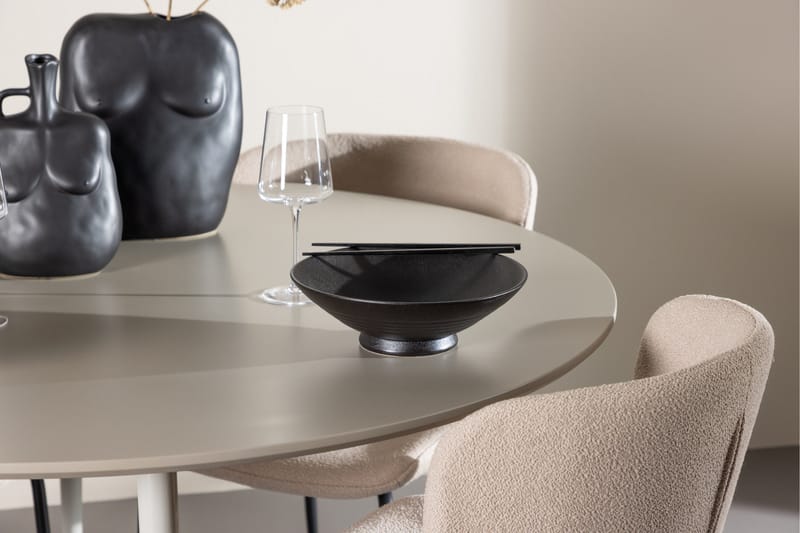Plaza Matgrupp 120 cm Rund med 4 Modesto stolar - Beige/Beige - Möbler - Bord & matgrupper - Matgrupper