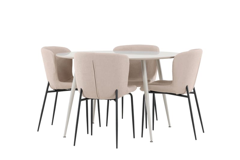 Plaza Matgrupp 120 cm Rund med 4 Modesto stolar - Beige/Beige - Möbler - Bord & matgrupper - Matgrupper
