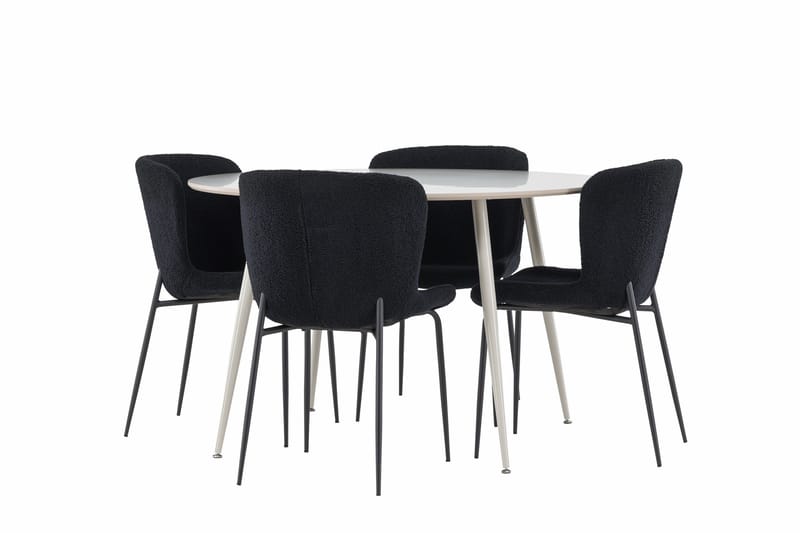 Plaza Matgrupp 120 cm Rund med 4 Modesto stolar - Beige/Svart - Möbler - Bord & matgrupper - Matgrupper
